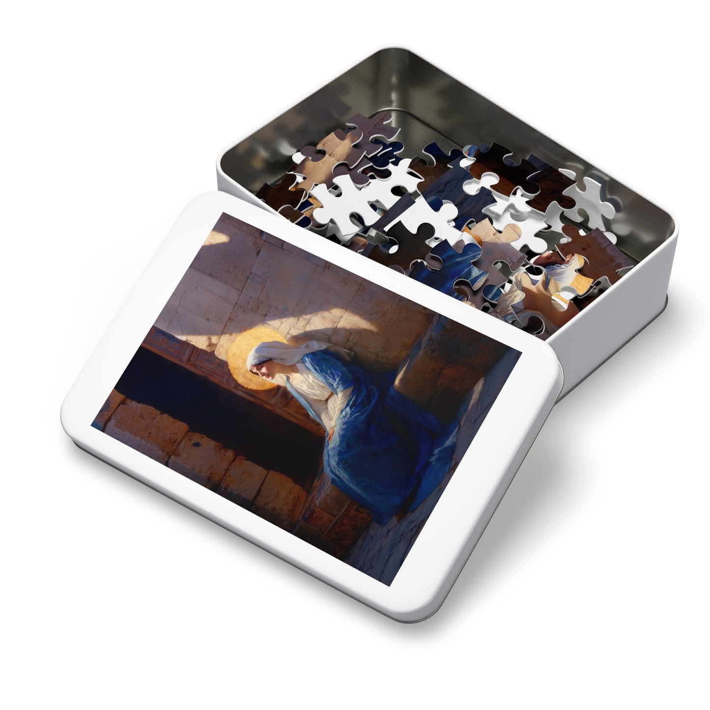 The Quiet Fiat That Split the Darkness, Mary's Yes - Puzzle & Keepsake Tin - Religious Jigsaw Puzzle (30, 110, 252, 500,1000-Piece)