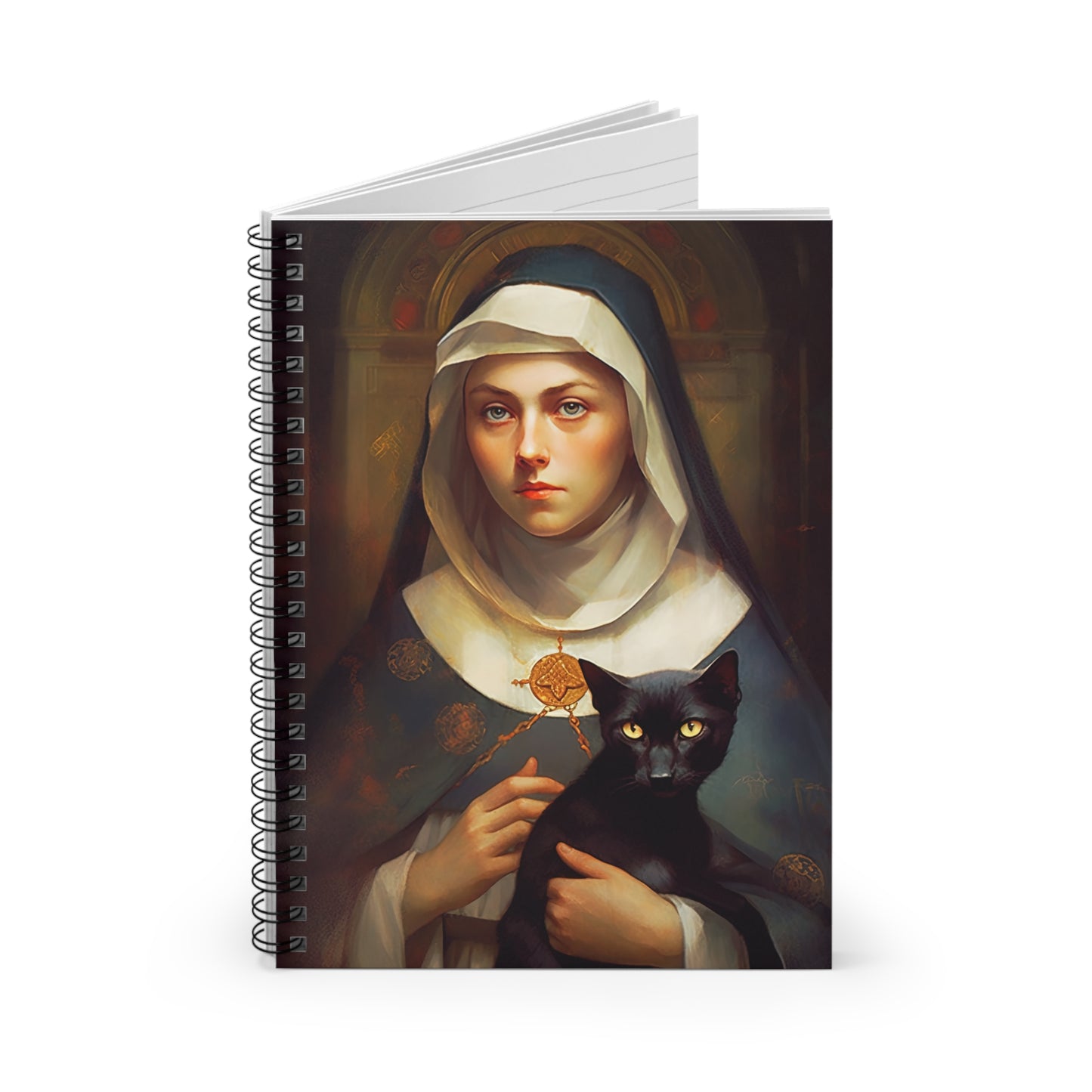 Saint Gertrude Journal - Sanctified Souls Art - Religious Based Notebook - Spiral Notebook - Ruled Line