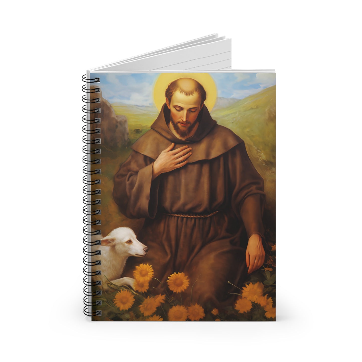 Saint Francis of Assisi - Sanctified Souls Art - Religious Based Notebook - Spiral Notebook - Ruled Line