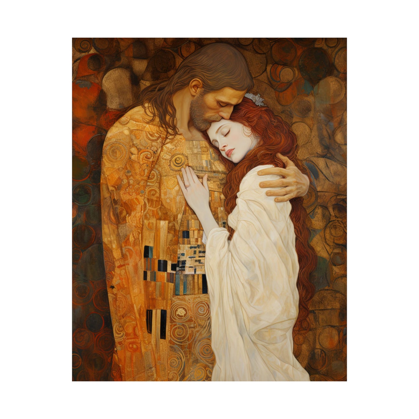 Transcendent Devotion: Christ Embracing Mary Magdalene Print - Based on The Kiss - Sanctified Souls Print - Premium Matte