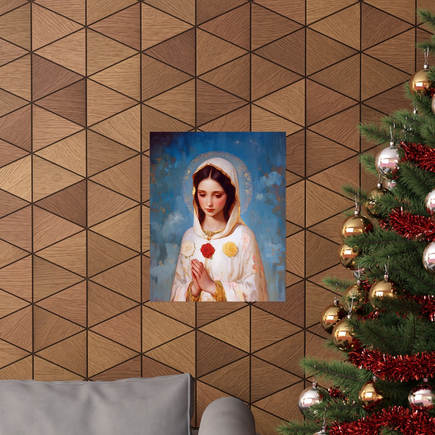 Rosa Mystica - Mystical Rose - Mother Mary - Marian Art - Sanctified Souls Print - Multiple Sizes - Premium Vertical Posters