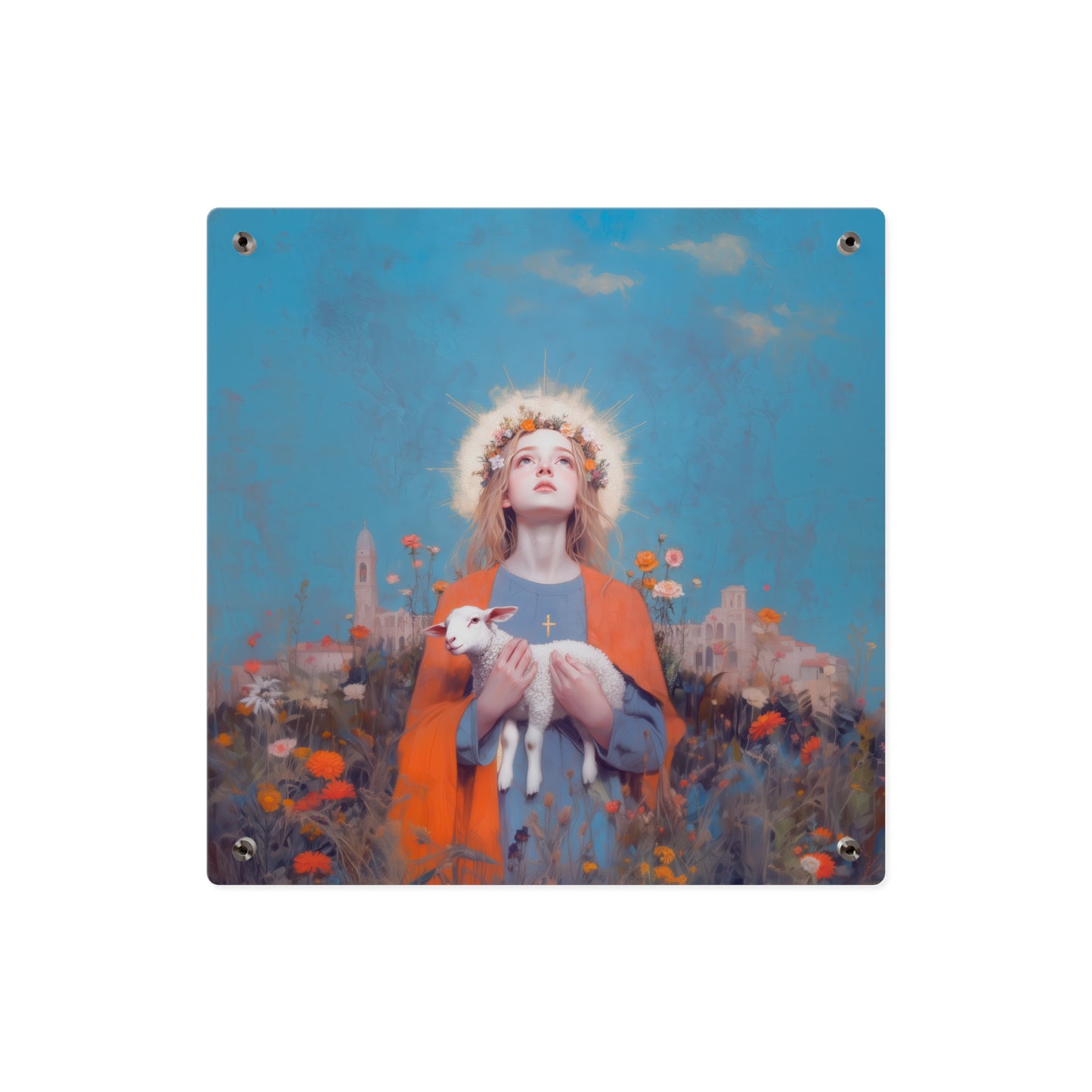 Saint Agnes of Rome Wall Art Panel - Ready to Hang Acrylic Print - Catholic Saint Art - Patron Saint Print - No Frame needed
