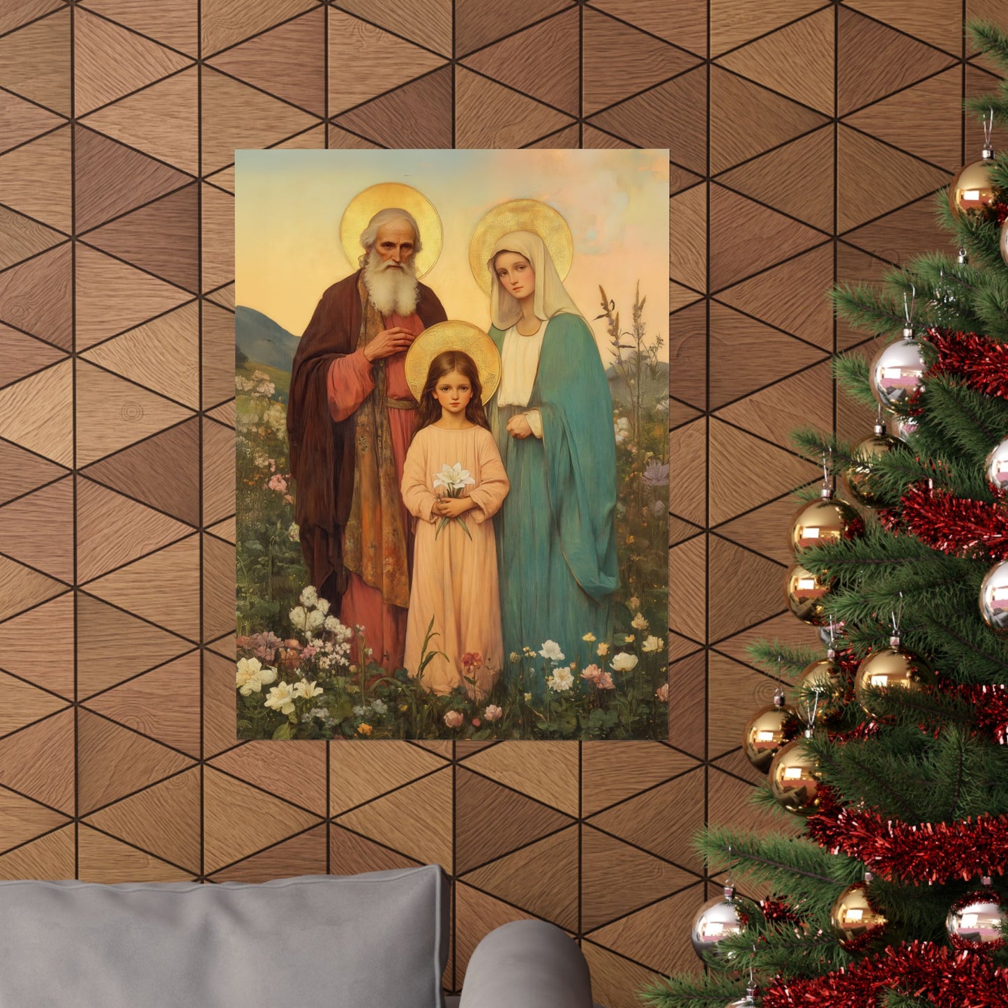 Saints Joachim and Anne with Young Mary - Sanctified Souls Print - Multiple Sizes - Premium Matte Vertical Posters
