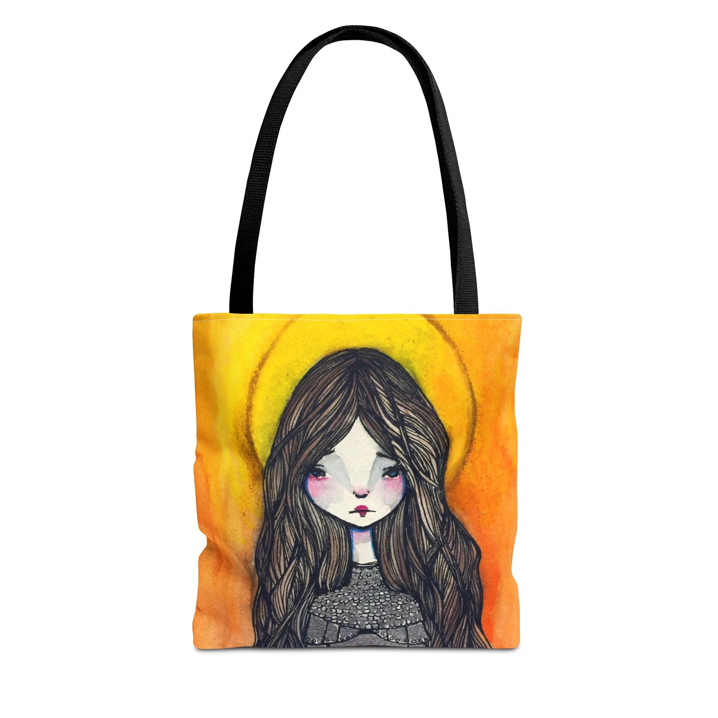 Saint Joan of Arc Tote - Hand-Drawn Catholic Art - Prayer Bag | Christian Devotional Tote | Sanctified Solocosmo Religious Tote