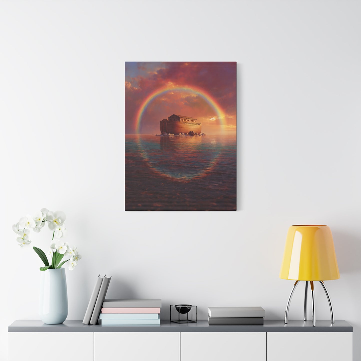 Sheltered Beneath the Covenant Sky - Noah's Ark - Gallery Wrapped Canvas - Print - Religious Art for your Home - Catholic