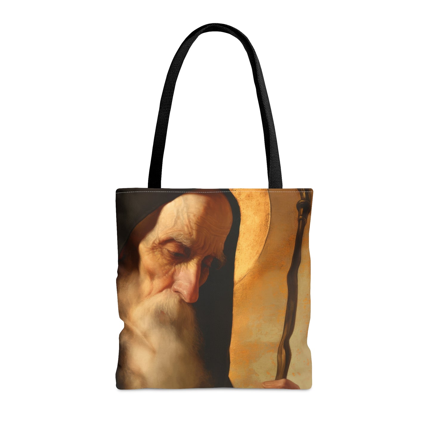 Saint Benedict  - Tote Bag - Large Medium Small Faith Art Bag - Bible Study Faith Purse - Double Sided