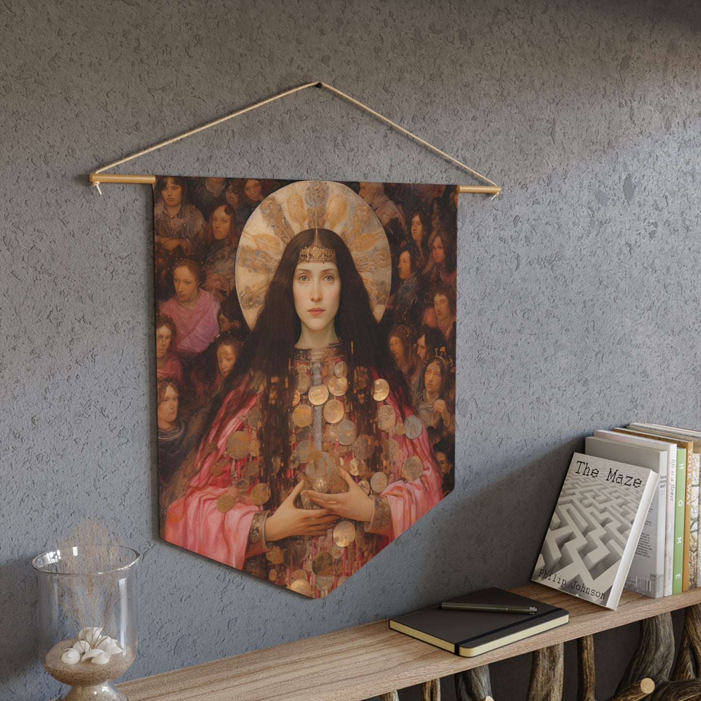 Saint Praxedes Wall Banner / Wall Hanging / Pennant - Religious Art - Prayer room - Catholic Art - Large Print - 18" x 21"