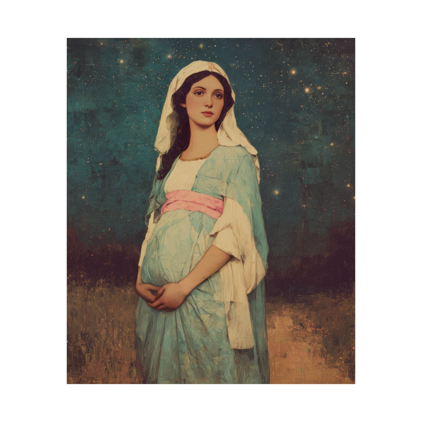 Our Lady of 'O' - Our Lady of Expectation - Mother Mary - Marian Art - Sanctified Souls Print - Multiple Sizes - Premium Vertical Posters