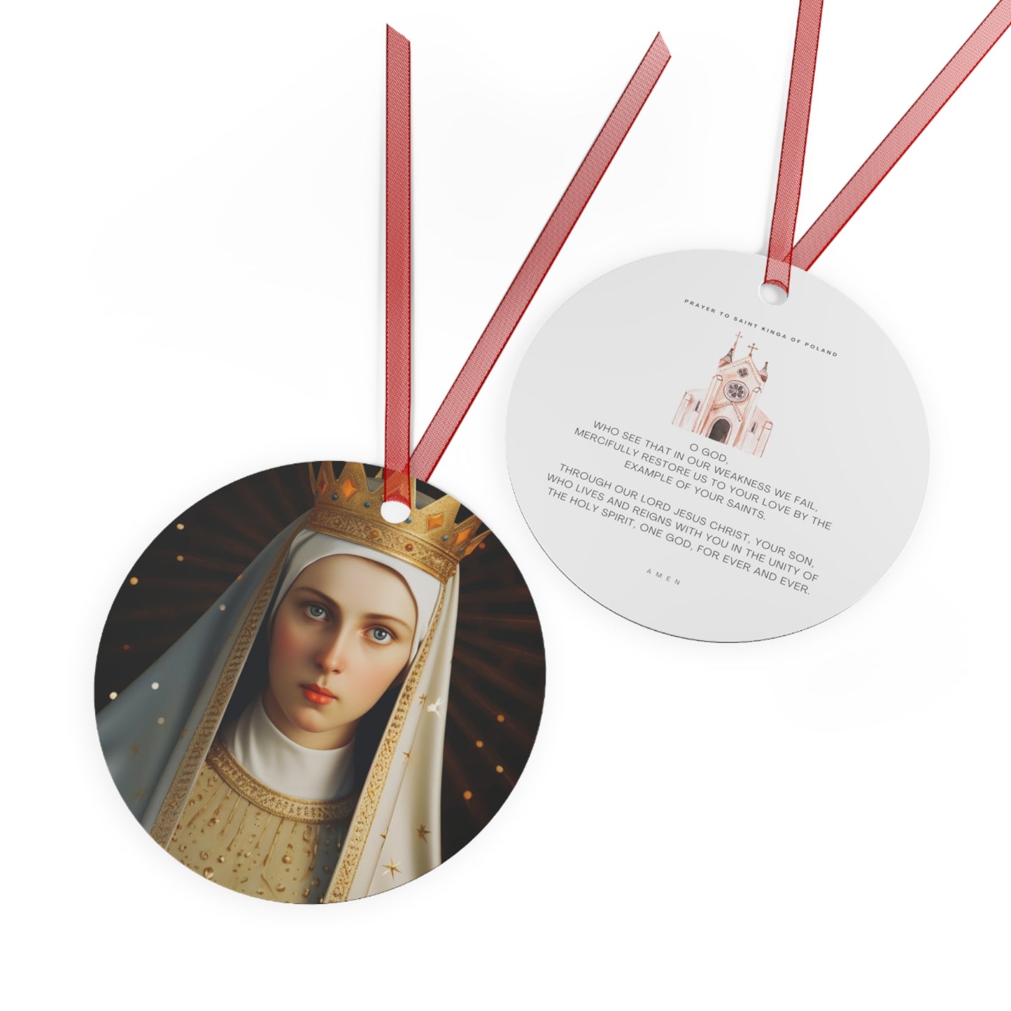 Saint Kinga of Poland Metal Ornament - Religious Holiday Christmas Ornament and Keepsake - Double sided - Prayer Ornament - Catholic Gift