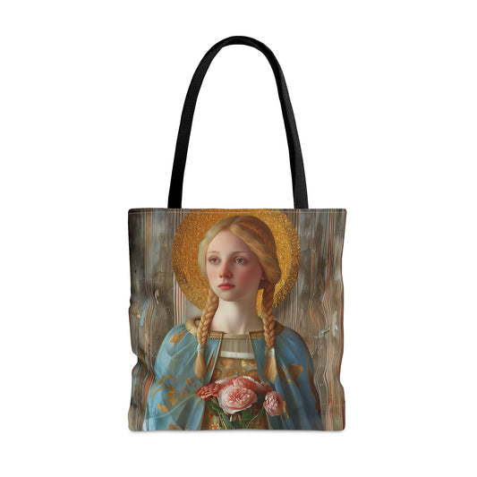 Saint Fina Tote Bag - Purse - Three sizes - Large Medium Small Faith Art Bag - Catholic faith carry-all purse - Double Sided