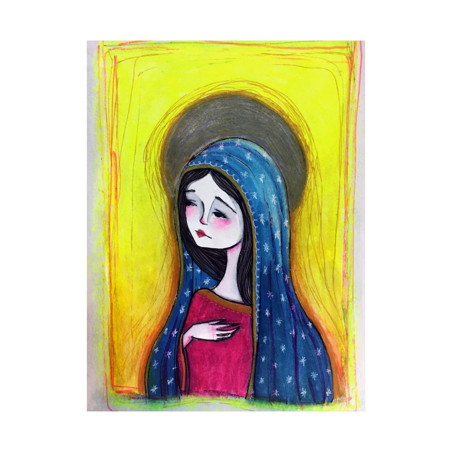 Our Lady of Guadalupe Poster Print - Hand-Drawn Catholic Art Print | Marian Devotional Wall Art | Sanctified Solocosmo Religious Poster