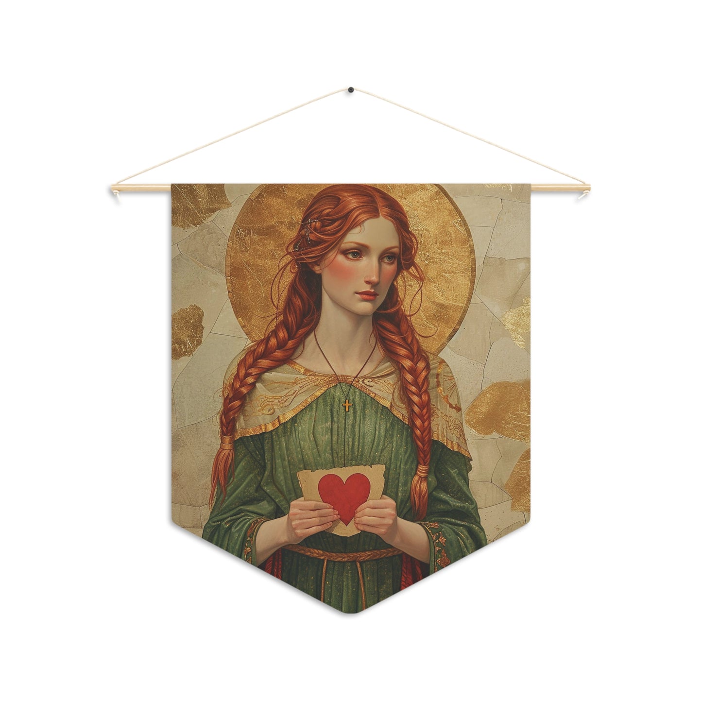 Saint Dwynwen Pennant / Banner / Wall Hanging - Prayer room art - Catholic Home Art - Large Saint Art for your home - 18" x 21"