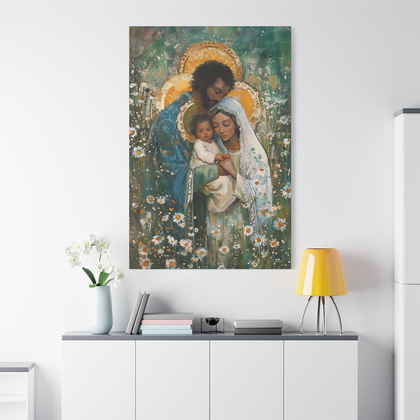 Sacred Sanctuary - Mary, Joseph, and the Infant Jesus  - Museum Wrapped Canvas - Sanctified Souls Print - Religious Art - The Holy Family