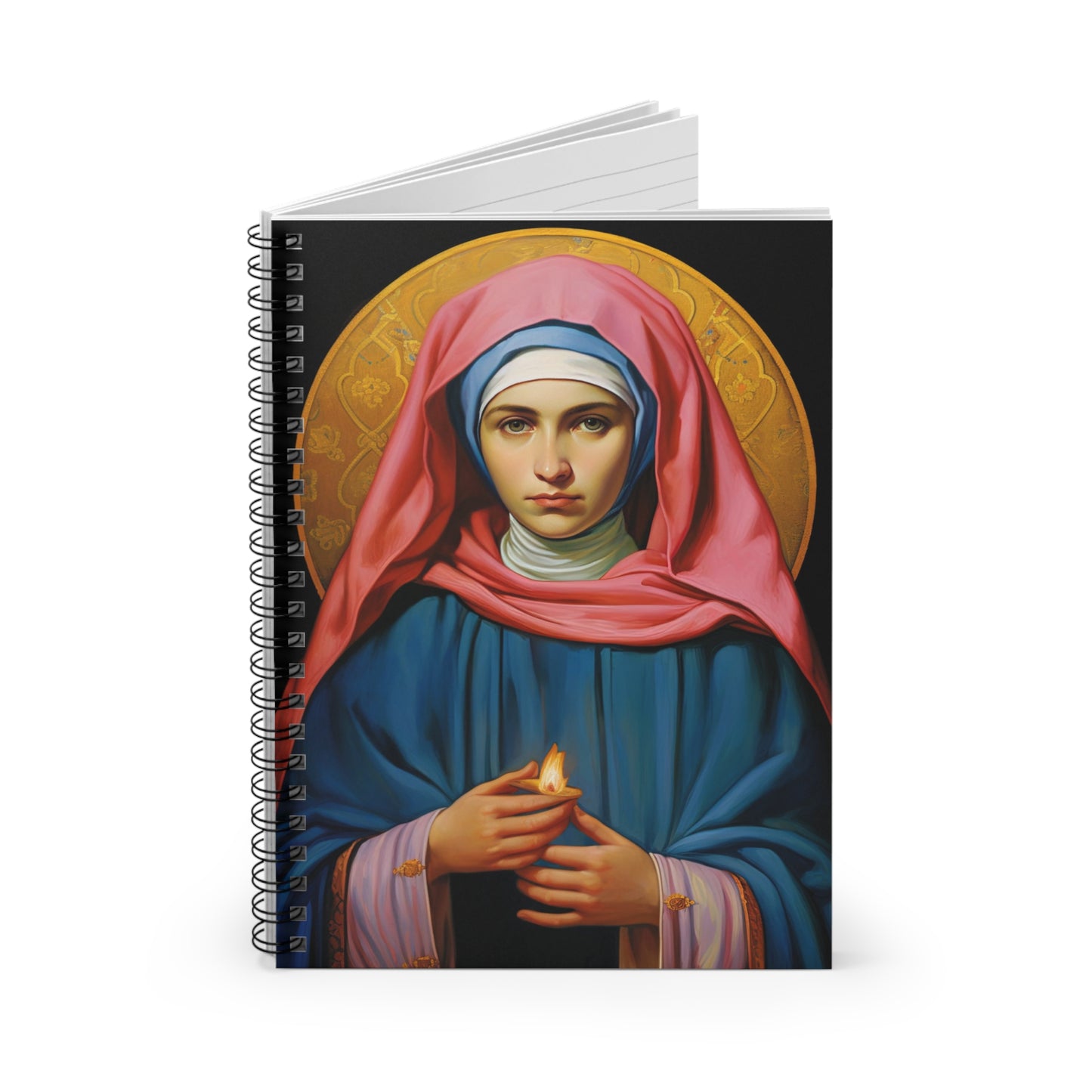 Saint Bernadette Journal - Sanctified Souls Art - Religious Based Notebook - Spiral Notebook - Ruled Line