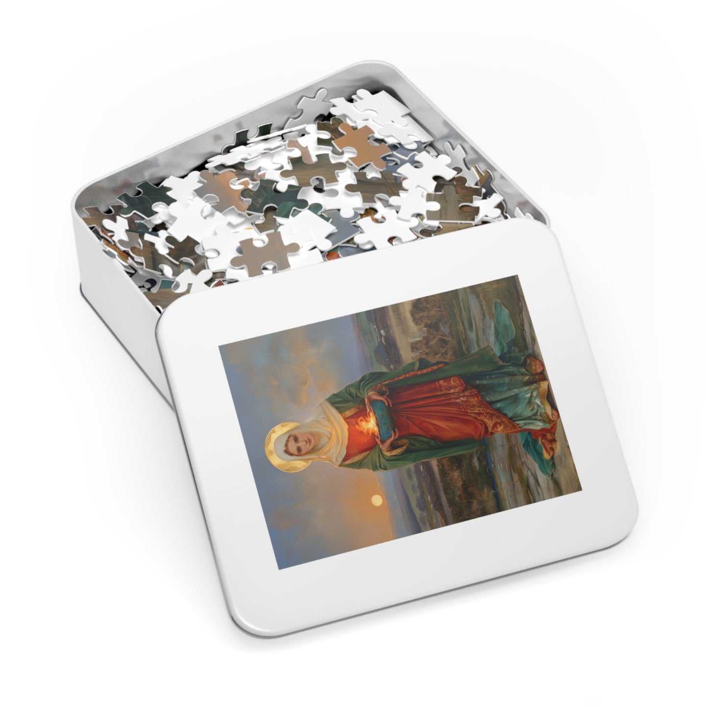 Saint Brigid of Ireland / Kildare - Puzzle and Keepsake Tin - Religious (30, 110, 252, 500,1000) - Religious Puzzle - Gifts for Catholics