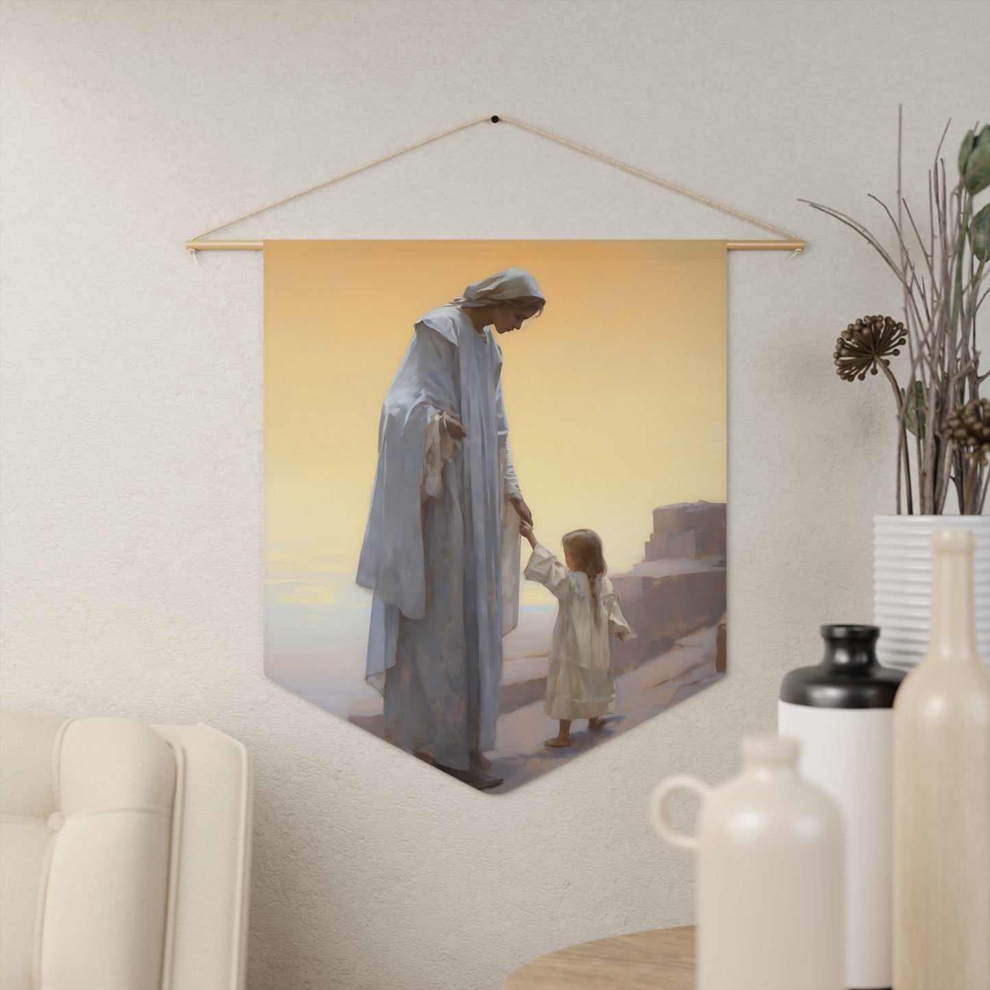 Saint Anne Wall Banner / Wall Hanging - Mother to the Virgin Mary - Prayer room - Catholic Home Art - 18" x 21"