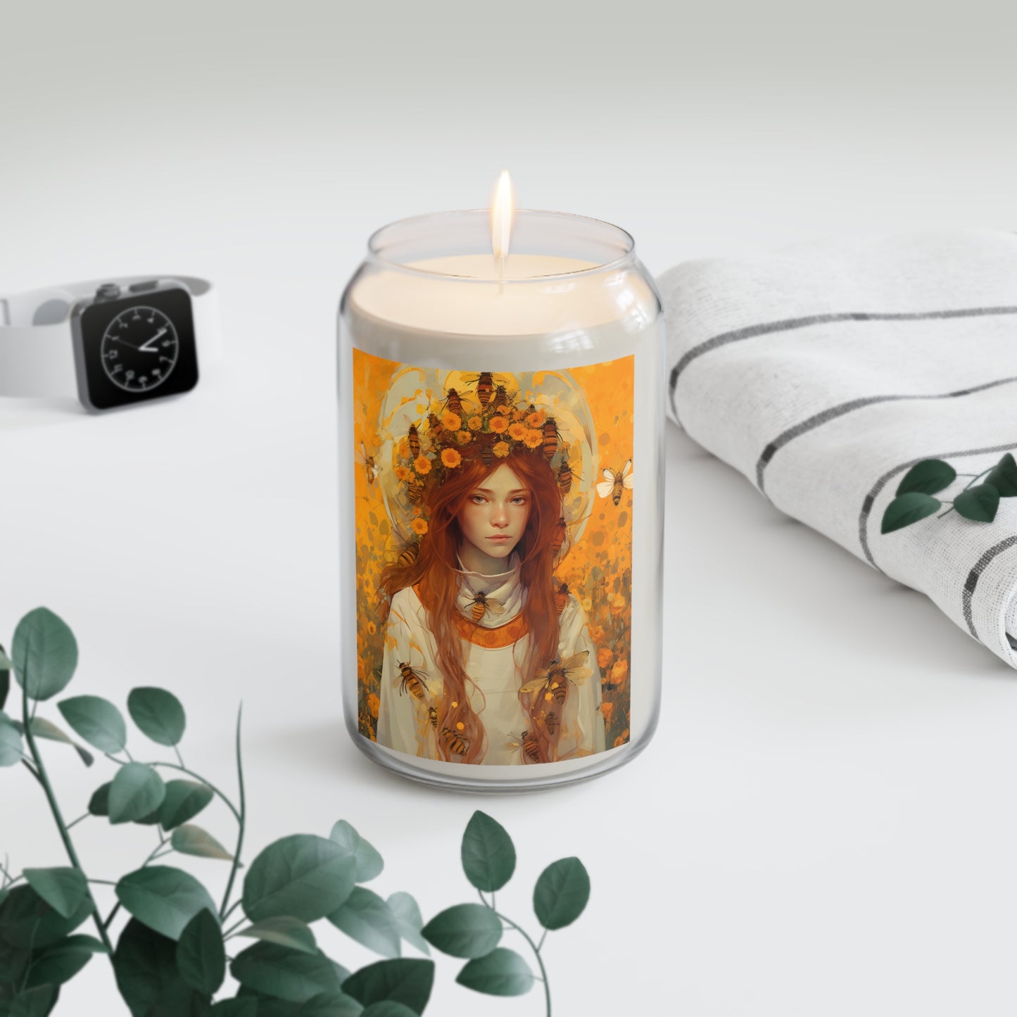 Saint Abigail  - Scented Prayer Candle, 13.75oz - Tall Size - Religious Prayer Candle - Catholic Art - Patron Saint of Beekeepers
