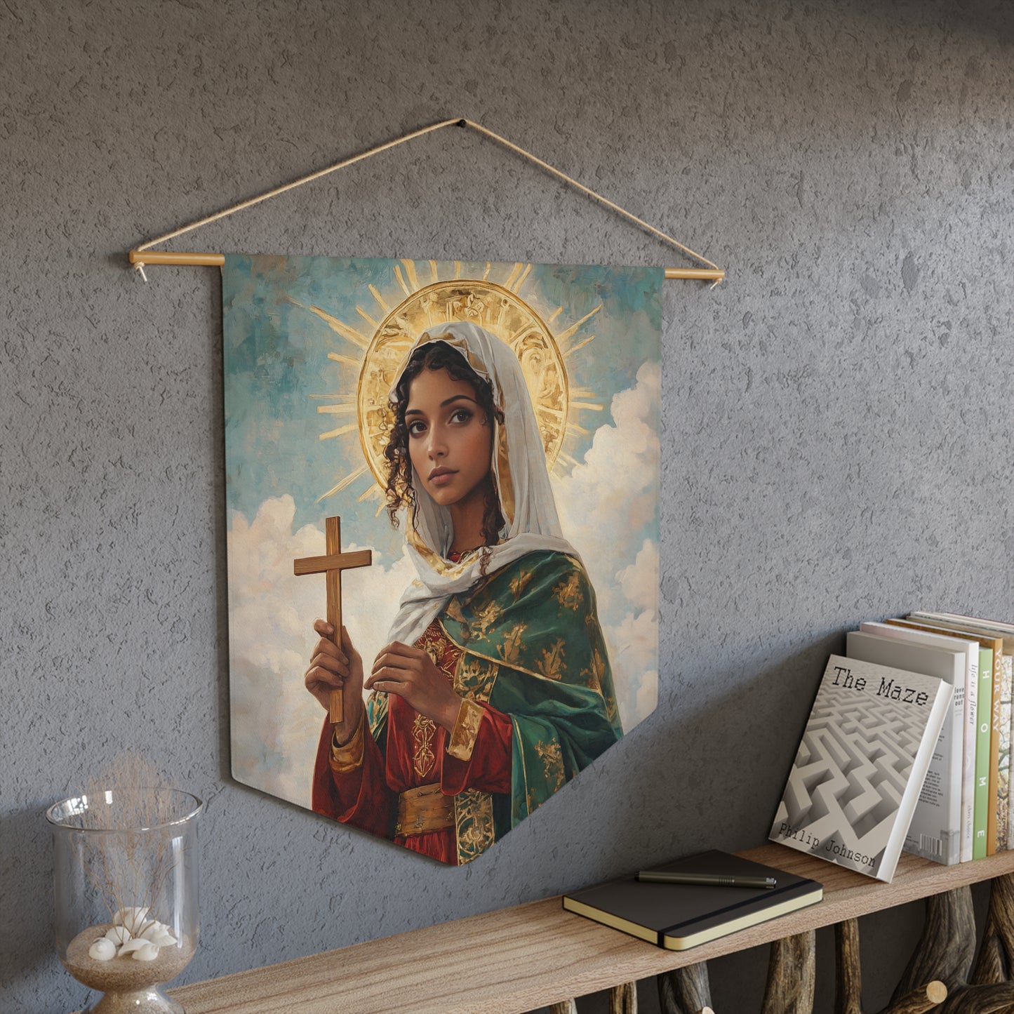 Saint Claudia Pennant / Banner / Wall Hanging - Prayer room art - 18" x 21" - Catholic prayer Religious Christian Gift - Large Banner