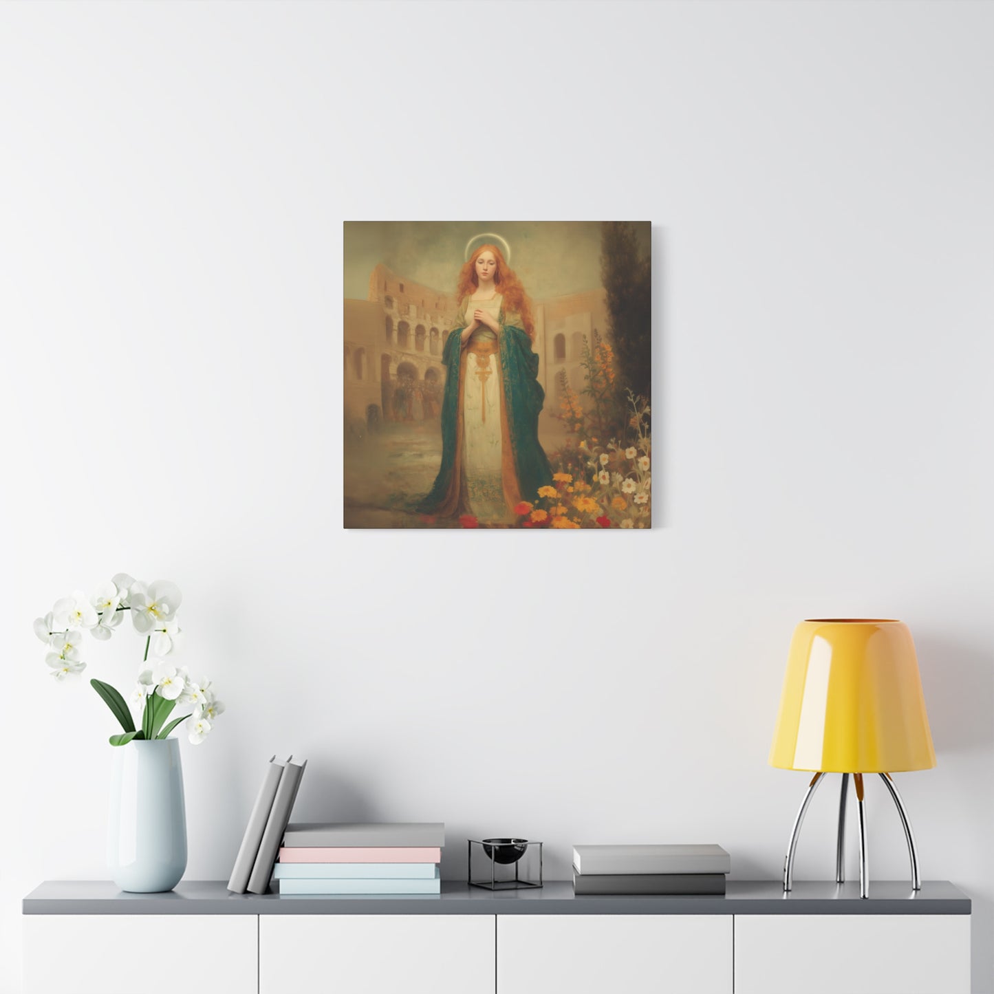 Saint Justina - Multiple Sizes - Catholic Home art - Museum Wrapped Canvas - Sanctified Souls Print - Catholic Martyr Art