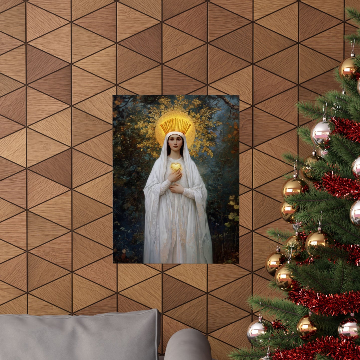 Our Lady of Beauraing - Our Lady of the Golden Heart - Marian Art - Sanctified Souls Print - Multiple Sizes - Premium Vertical Posters
