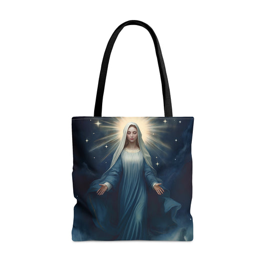 Our Lady Star of the Sea Tote Bag - Large Medium Small Faith Art Bag - Re usable Tote Purse - Double Sided - Catholic Art Bag - Mother Mary