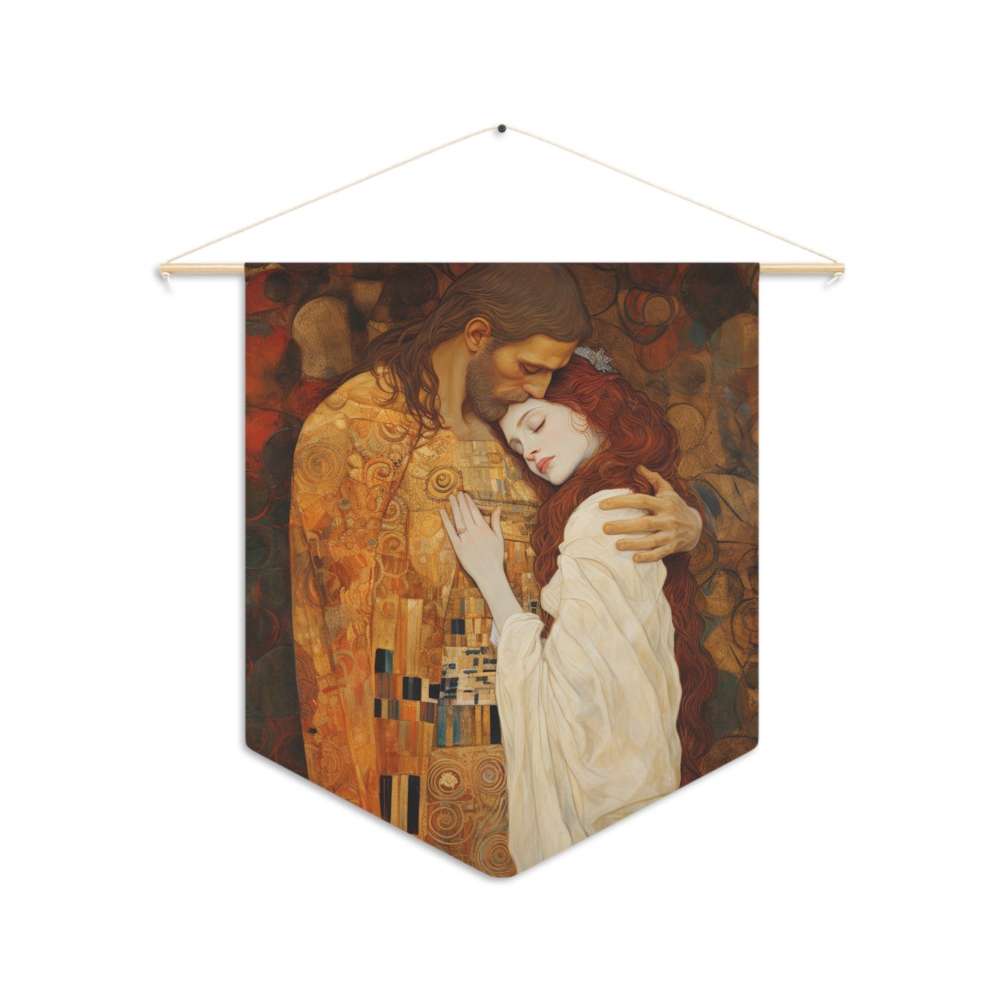 Transcendent Devotion: Christ Embracing Mary Magdalene Wall Banner / Hanging - Prayer Art - 18" x 21"