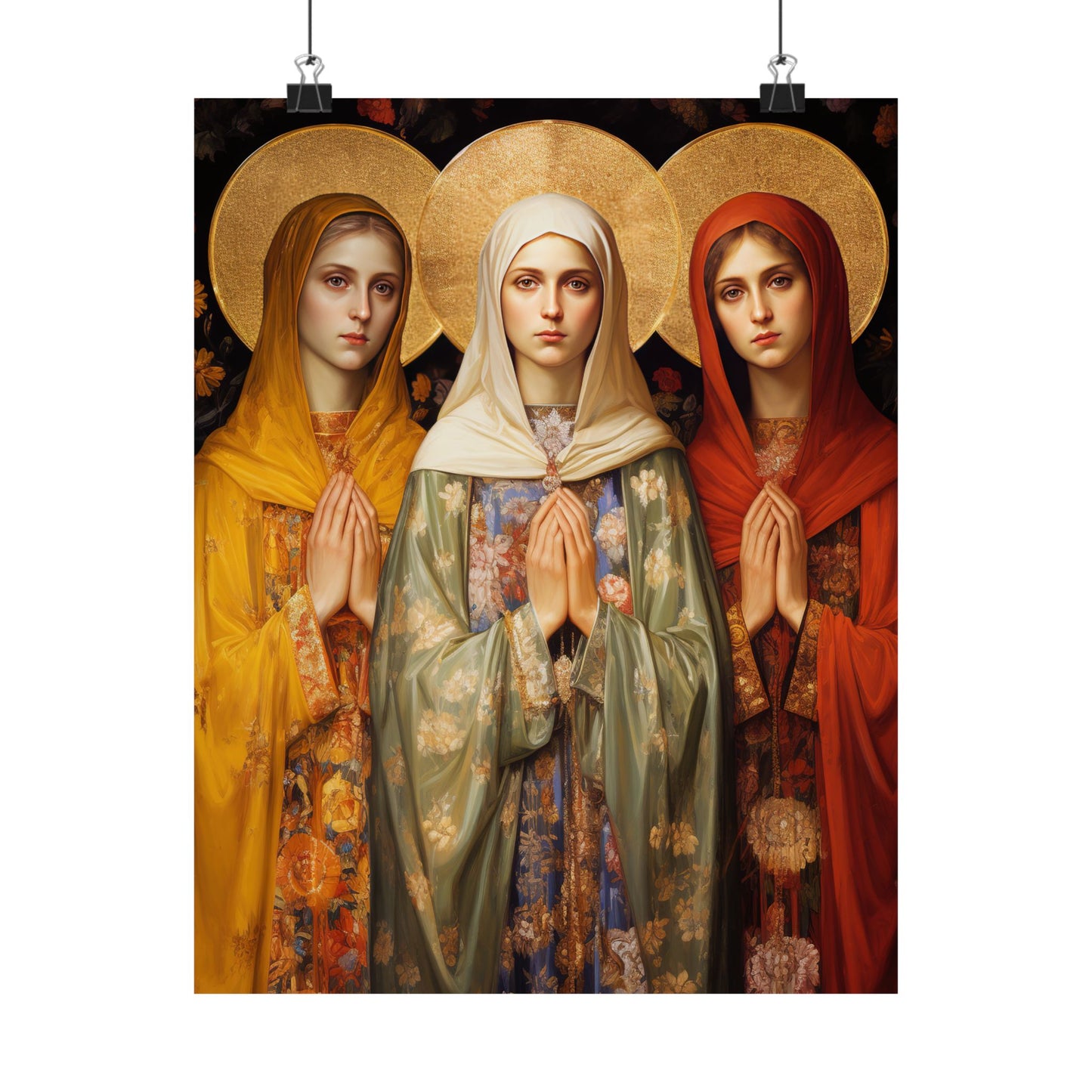 Saints Metrodora, Nymphodora and Menodora - Sanctified Souls Print - Multiple Sizes - Premium Matte Vertical Posters
