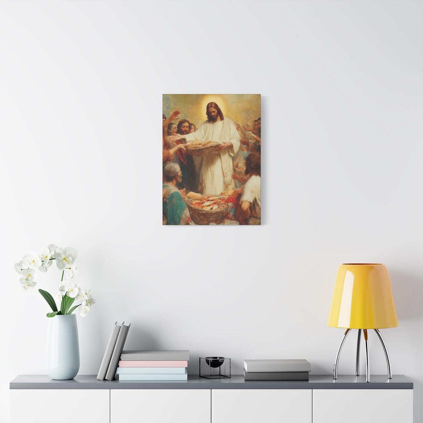 The Quiet Multiplication of Love : Loaves and Fishes - Gallery Wrapped Canvas - Print - Religious Art for your Home - Catholic Art