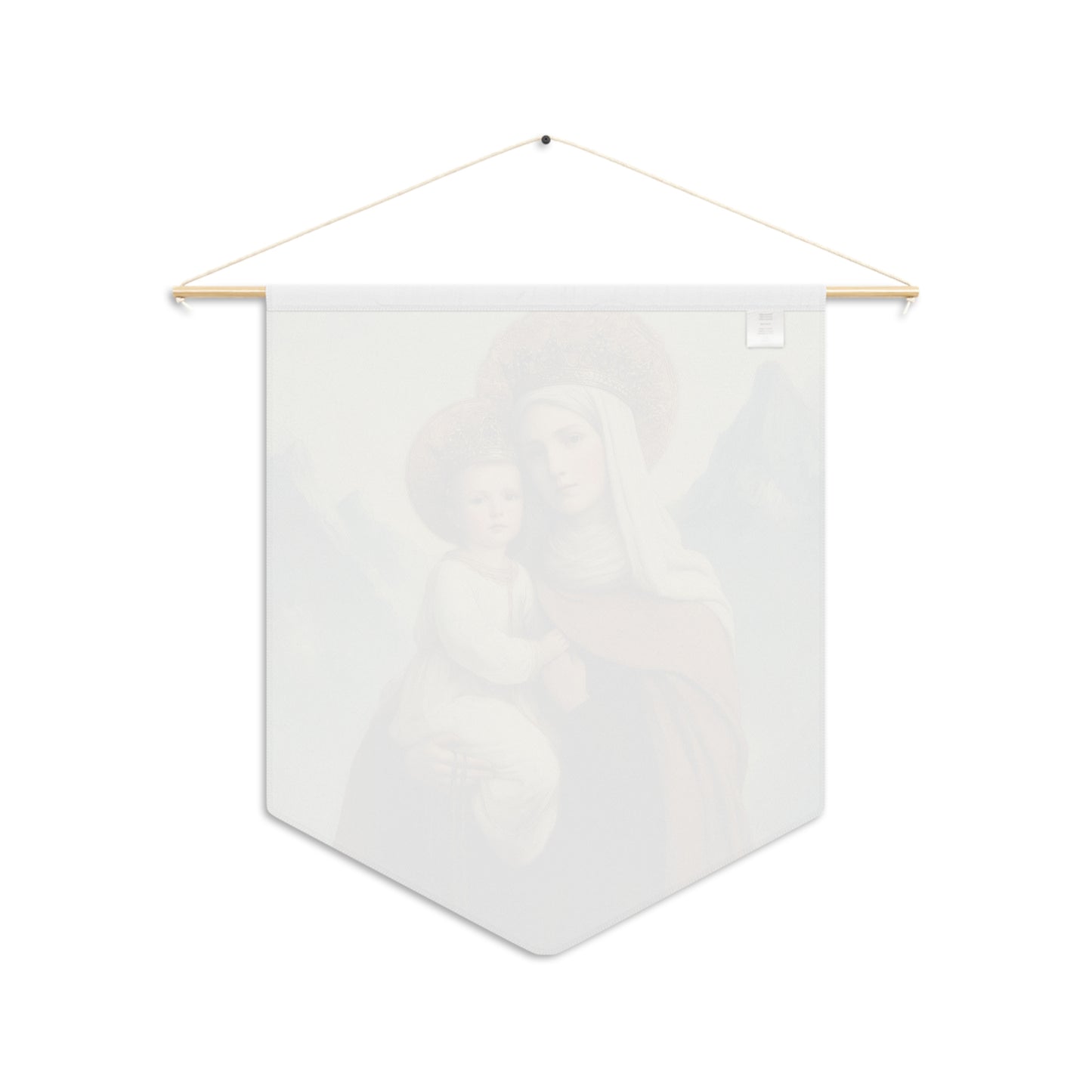 The Gift of the Scapular - Our Lady of Mount Carmel Pennant / Banner / Wall Hanging - Prayer room art - Catholic Home - 18" x 21"