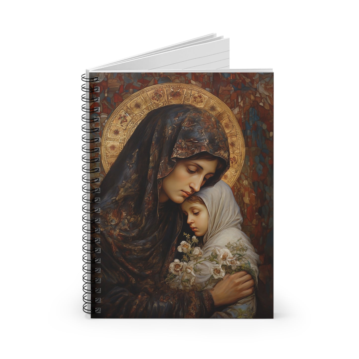 Mary, Mother of God - Protectress of Families - Sanctified Souls Art - Religious - Spiral Notebook - Ruled Line - Catholic Religious art