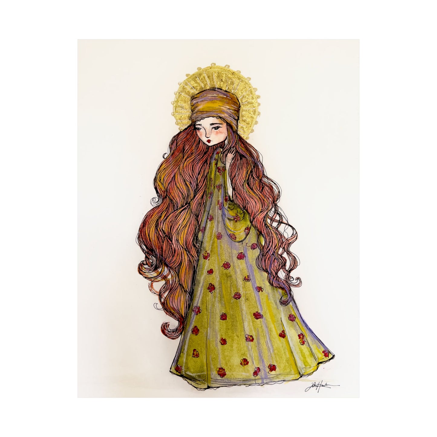 Saint Mary Magdalene Catholic Art Print | Hand-Drawn Watercolor Sacred Artwork | Christian Devotional Wall Art