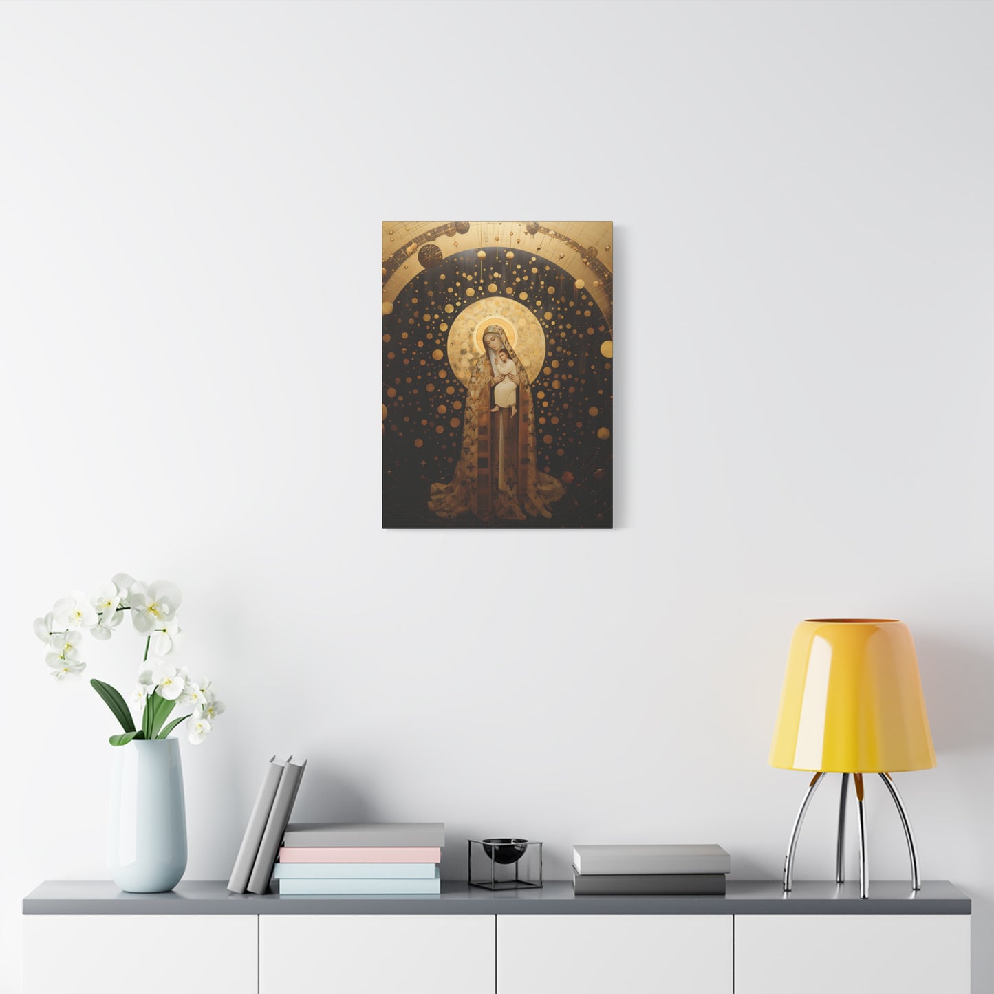The Golden Mary - Mary the Blessed Virgin - Gallery Wrapped Canvas - Sanctified Souls Print - Religious Art for your Home - Pop Art