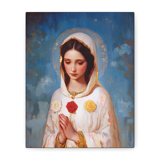 Rosa Mystica - Mystical Rose - Mother Mary - Marian Art - Gallery Wrapped Canvas - Print - Catholic Art Print