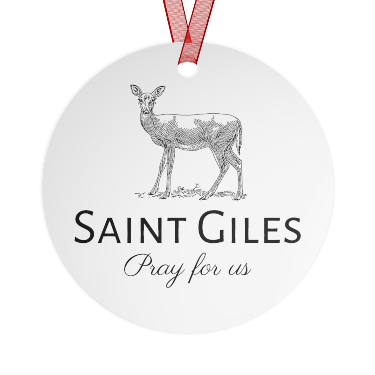 Saint Giles Metal Ornament - Religious Holiday Christmas Ornament and Keepsake - Double sided Christmas gift