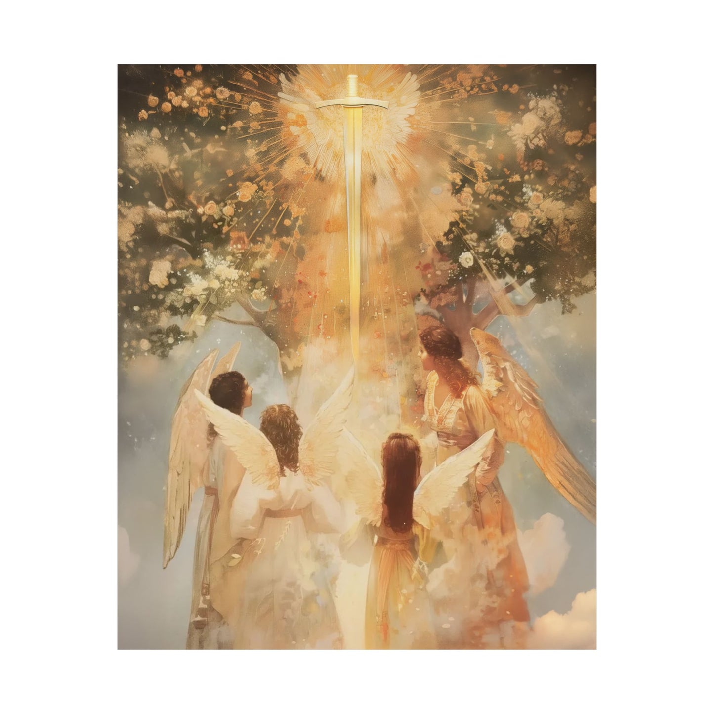 The Watchers of the First Dawn - Guardians of Eden - Sanctified Souls Print - Multiple Sizes - Premium Matte Vertical Posters