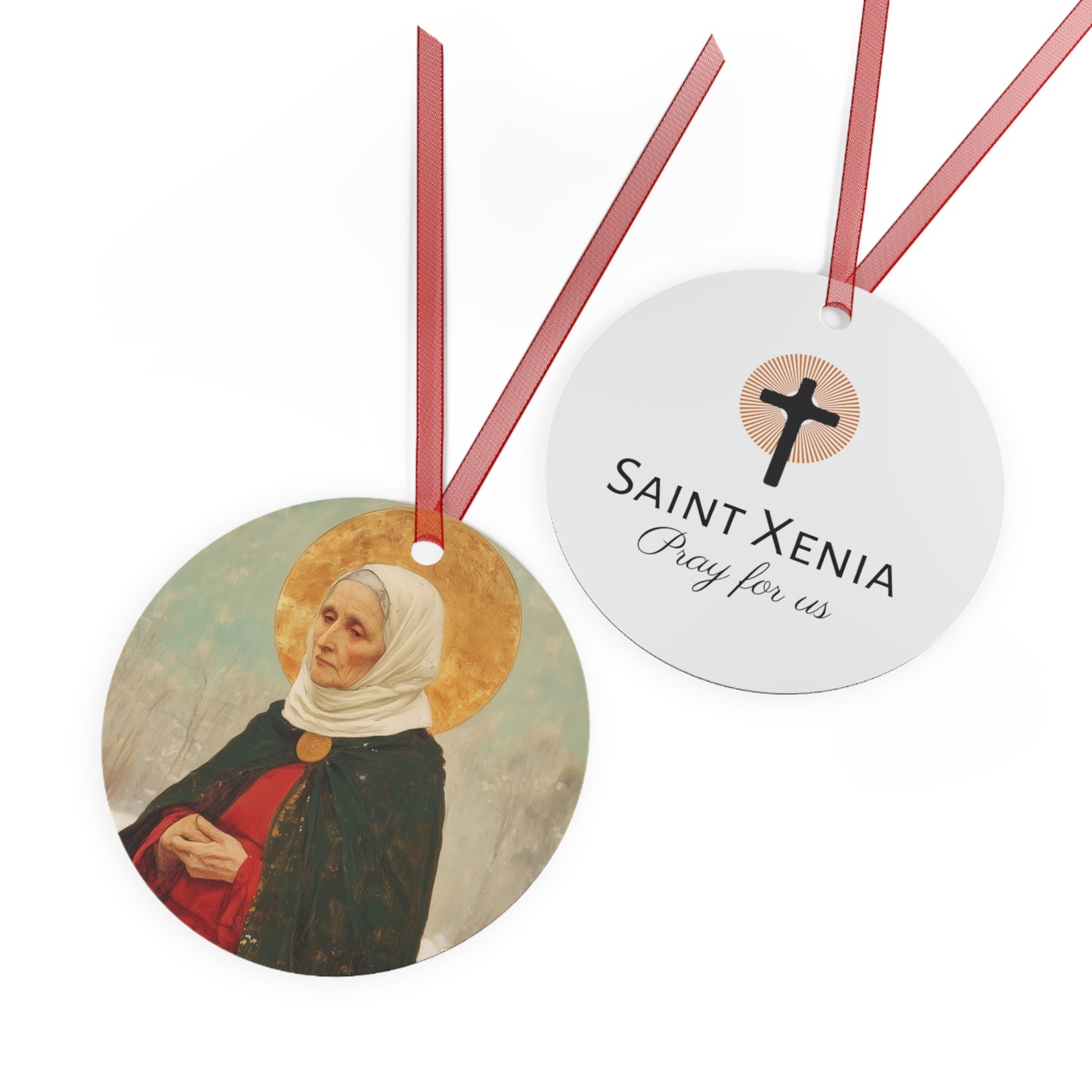 Saint Xenia - Russian Saint Art - Metal Ornament - Religious Holiday Christmas Ornament and Keepsake