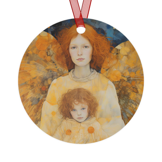 A Guardian's Devotion Metal Ornament - Religious Holiday Christmas Ornament and Keepsake - Double sided - Prayer Ornament - Guardian Angel