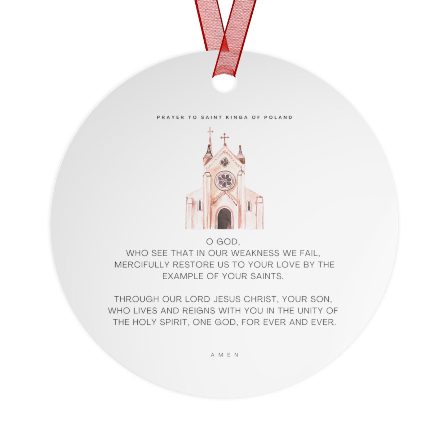Saint Kinga of Poland Metal Ornament - Religious Holiday Christmas Ornament and Keepsake - Double sided - Prayer Ornament - Catholic Gift