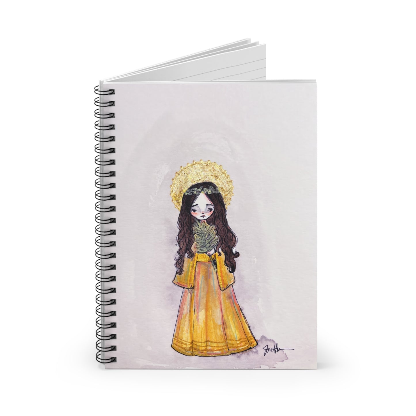 Saint Charity Spiral Notebook - Hand-Drawn Art | Catholic Notebook | Faith Hope and Charity Youngest Sister | Christian Prayer Journal