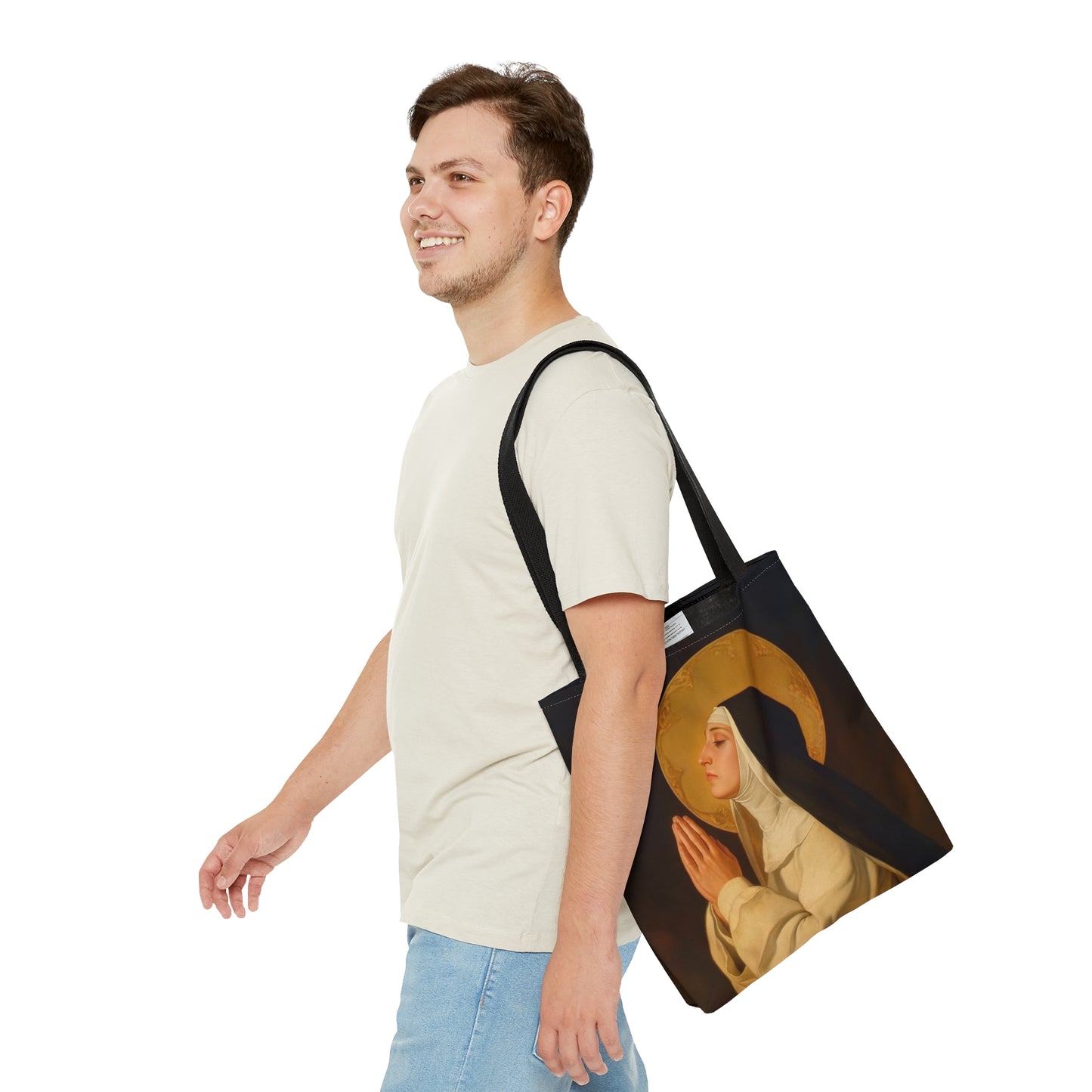 Saint Lutgardis Tote Bag - Large Medium Small Faith Art Bag - Catholic Faith Purse - Religious Carry All Reusable Tote Bag