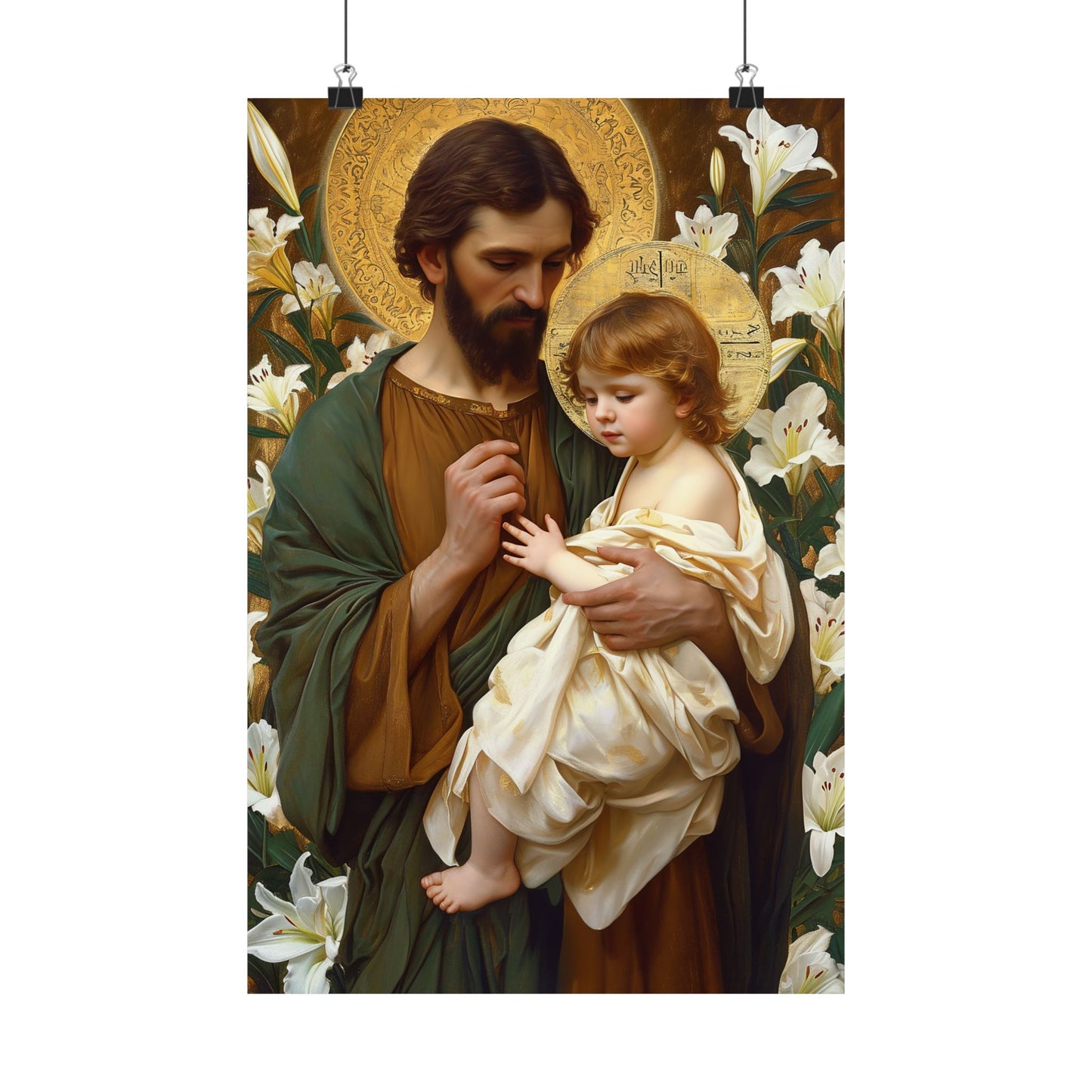 Saint Joseph and the Christ Child  - Sanctified Souls Print - Multiple Sizes - Premium Matte Vertical Posters