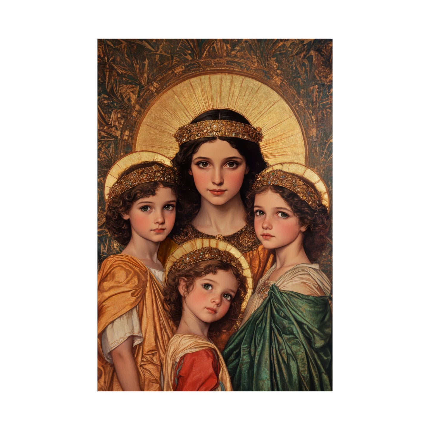 Saints Sophia, Faith, Hope and Charity - Sanctified Souls Print - Multiple Sizes - Premium Posters - Catholic Art - Christian