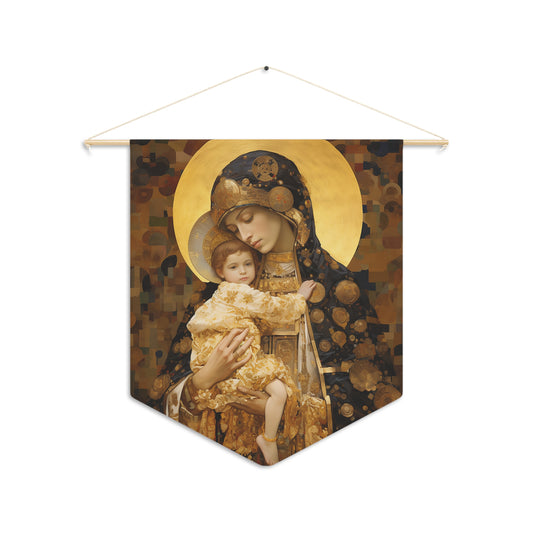 THe Light of Love Wall Banner / Wall Hanging - Prayer room art - Mary the Blessed Virgin and Baby Jesus - Large Print - 18" x 21"