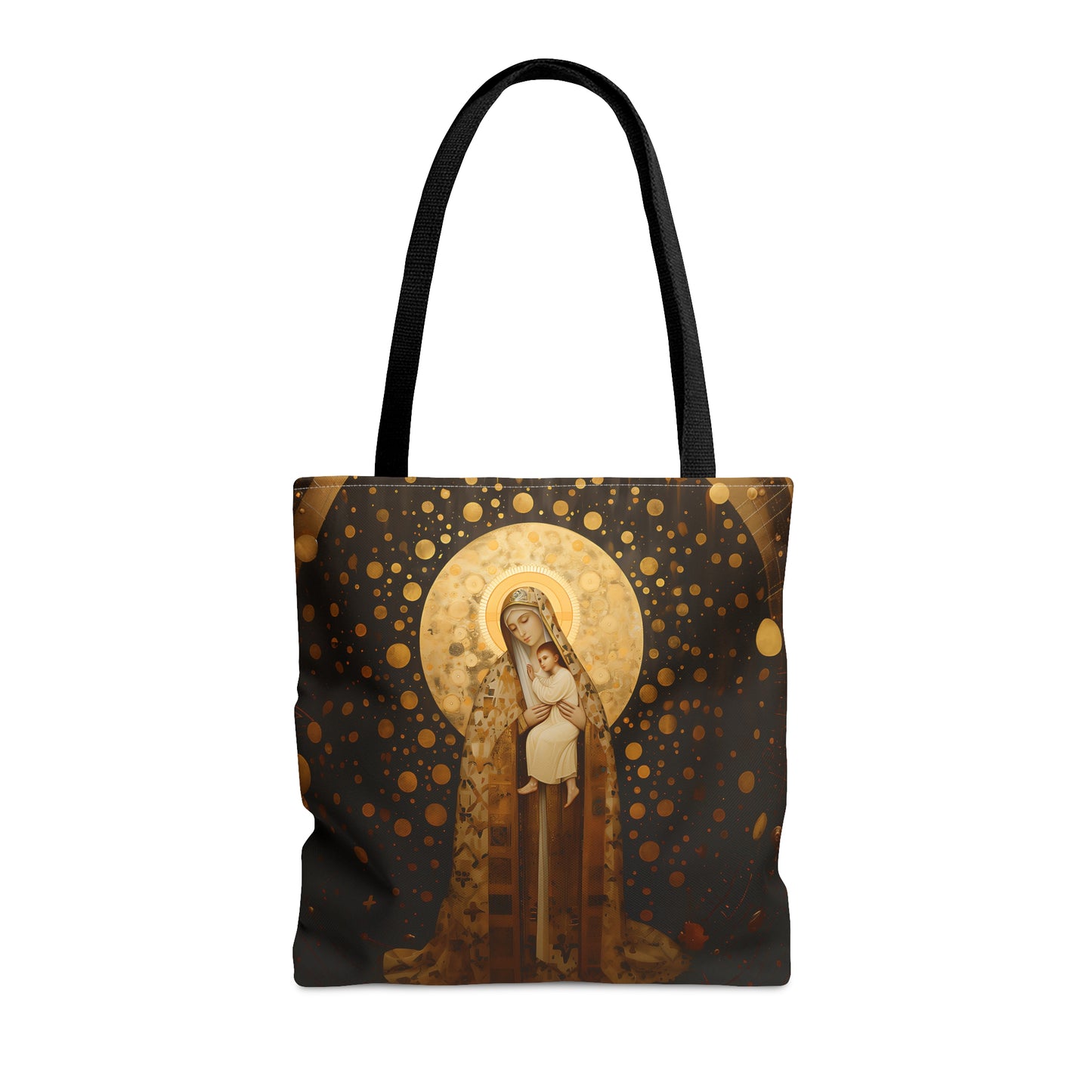 The Golden Mary - Virgin Mary Mary Mother of God Tote Bag - Catholic faith inspired carry-all purse - day to day bag - Double Sided