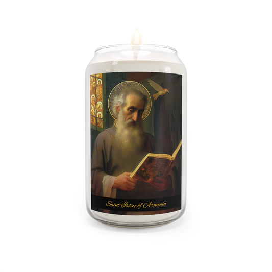 Saint Issac of Armenia - Scented Prayer Candle, 13.75oz -  Candle - Catholic Art - prayer room Scented Candle - Religious Saint Art