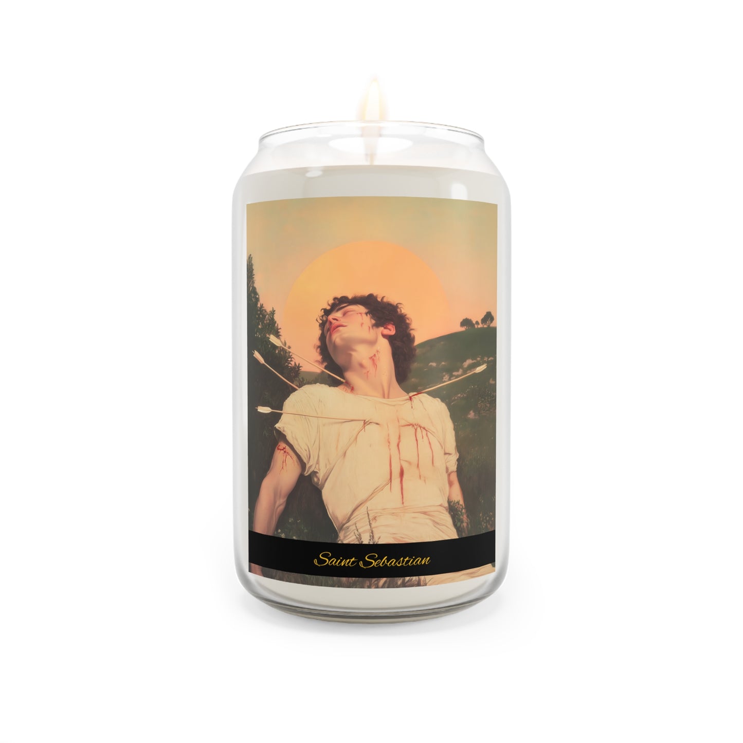 Saint Sebastian - Scented Prayer Candle, 13.75oz -  Candle - Catholic Art - prayer room Scented Candle - Religious Saint