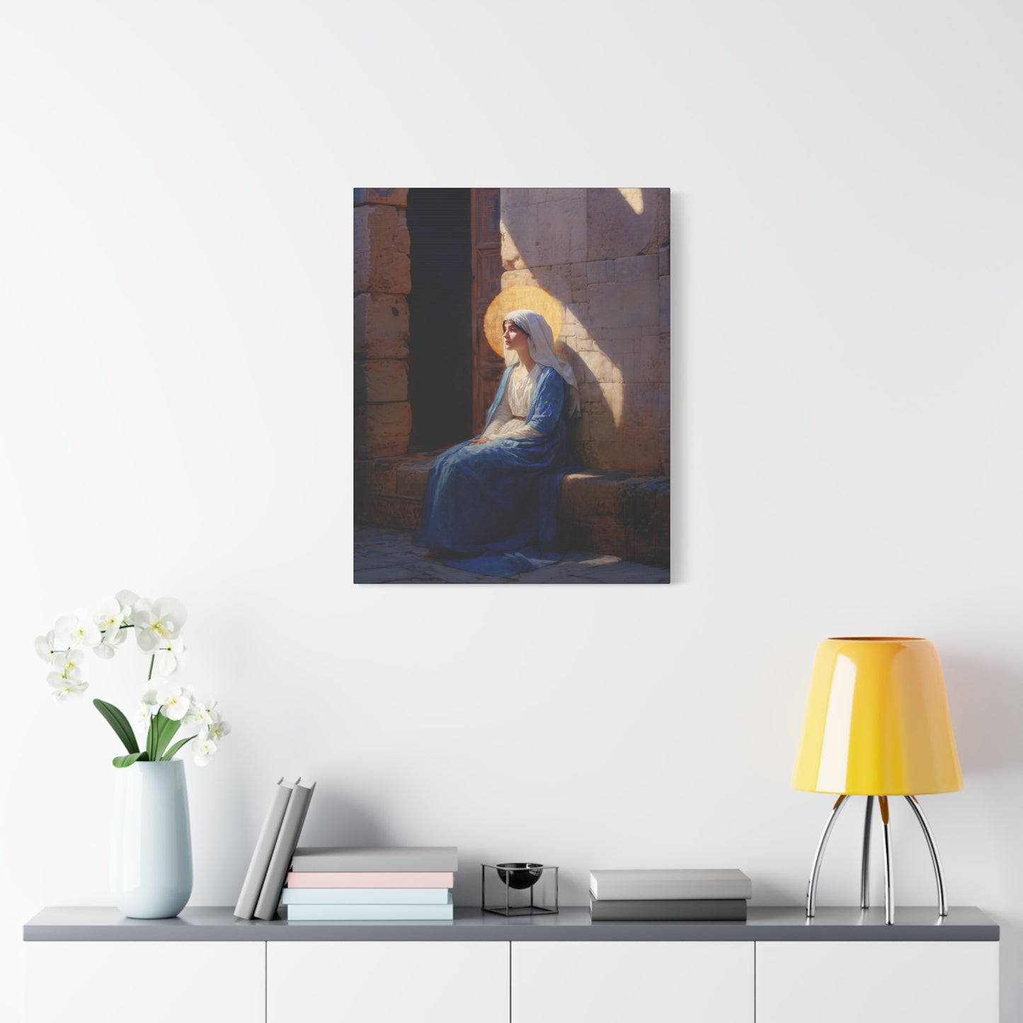 The Quiet Fiat That Split the Darkness, Mary's Yes - Gallery Wrapped Canvas - Print - Religious Art for your Home - Catholic Art