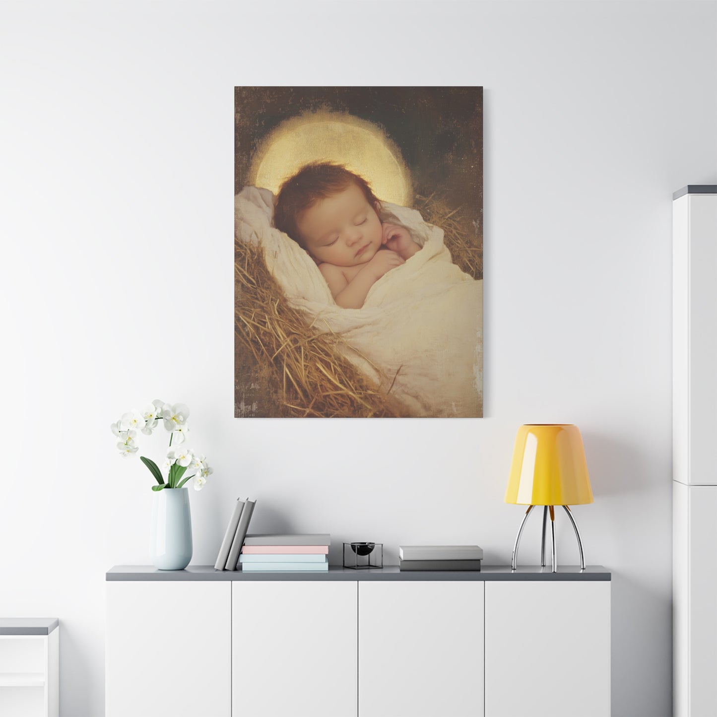 Jesus, the Newborn Light of the World - Gallery Wrapped Canvas - Print - Religious Art for your Home - Catholic Art Print