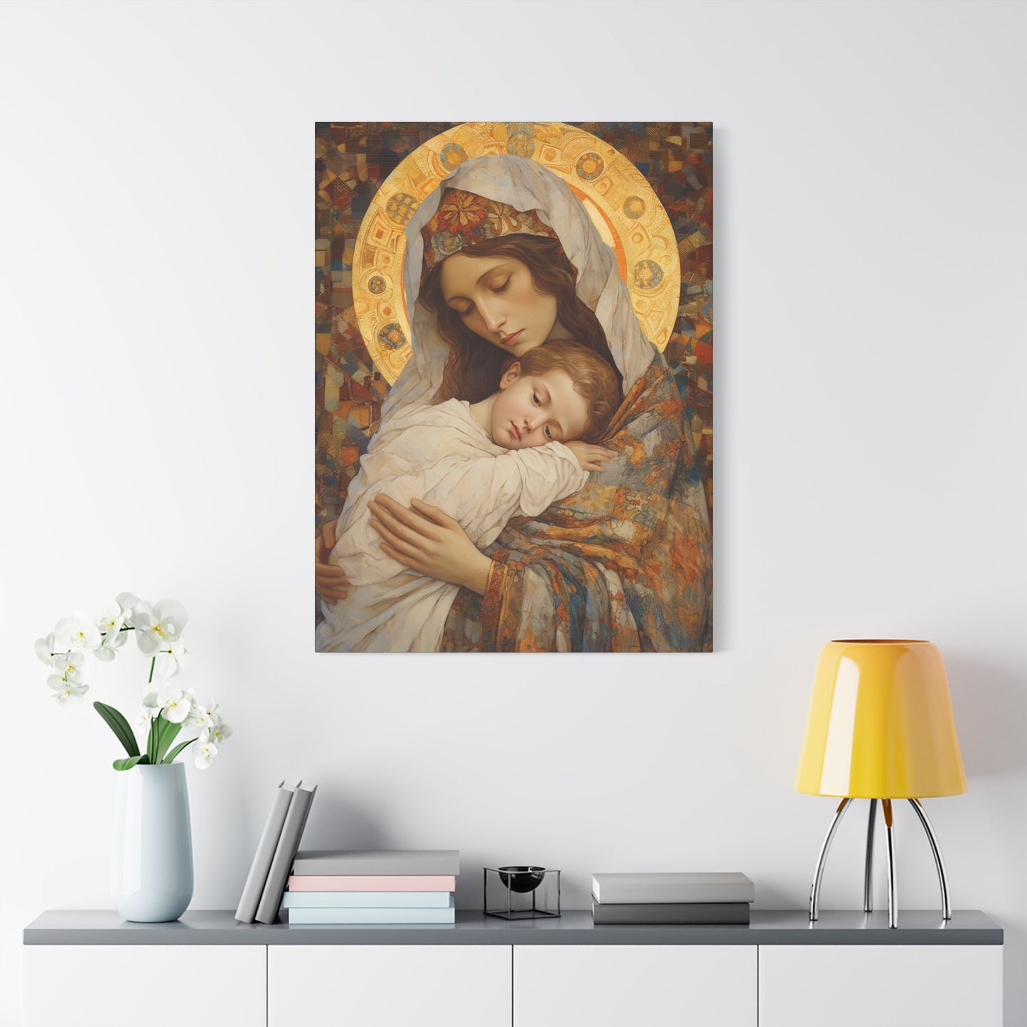 Cradle of Grace - Madonna and Christ Child - Museum Wrapped Canvas - Sanctified Souls Print - Religious Art for your Home - The Virgin Mary