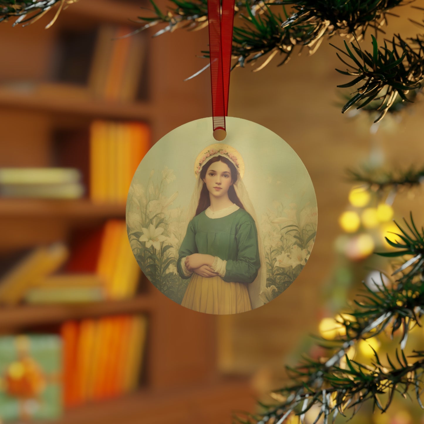 Saint Maria Goretti Metal Ornament - Religious Holiday Christmas Ornament and Keepsake - Prayer Ornament